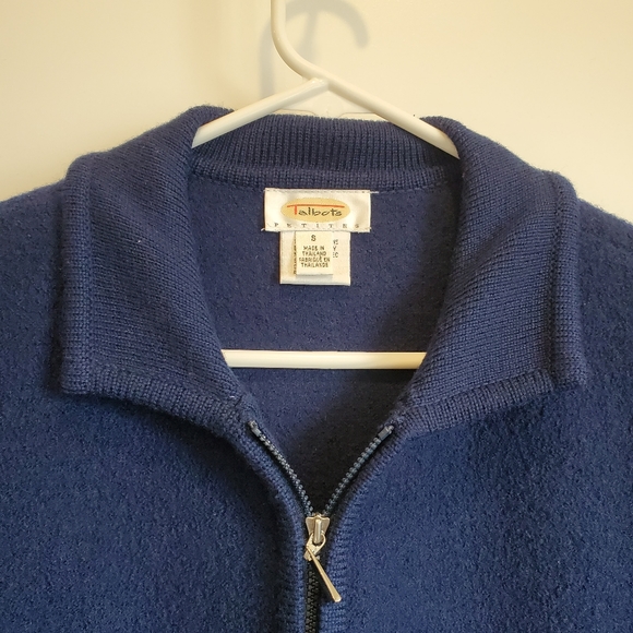EUC Vintage Talbots Wool Sweater Zipper Jacket Petite Small Blue - Picture 3 of 8